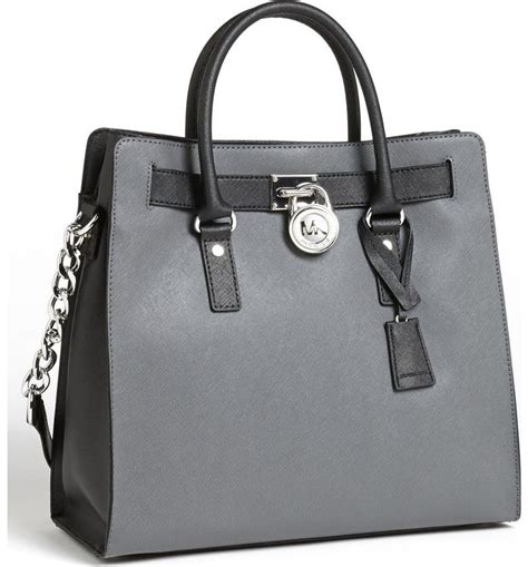 michael kors large saffiano leather hamilton tote pearl grey|Michael Kors Hamilton saffiano bag.